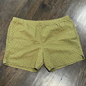 Vintage Stubbies Swim Trunks Men’s Large Olive Green Nylon Shorts USA Textured